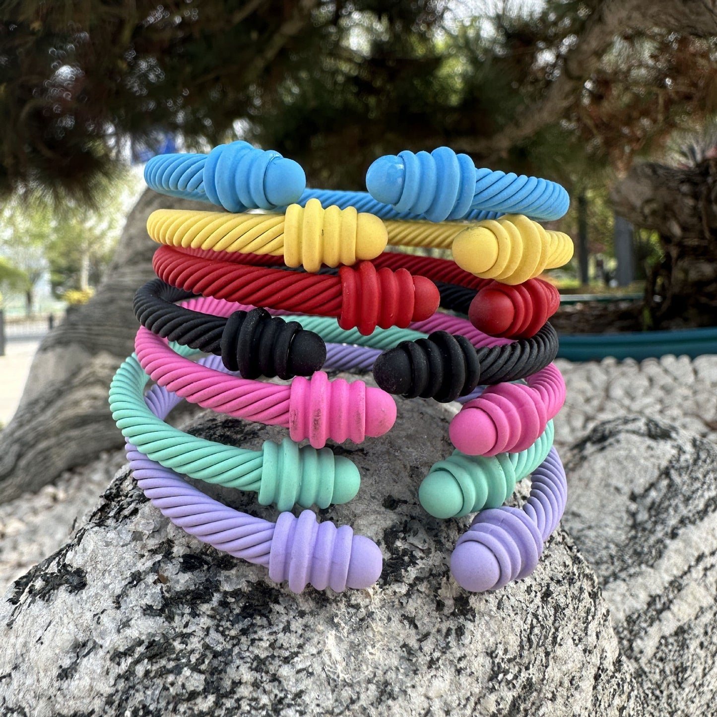 Simple Spiral Stripe Matte Color Open Cuff Bracelet for Women