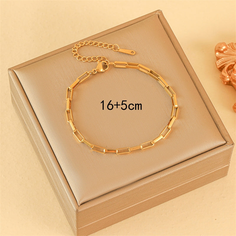 Minimalist 18K Gold Plated Stainless Steel Braided Rope Bracelet