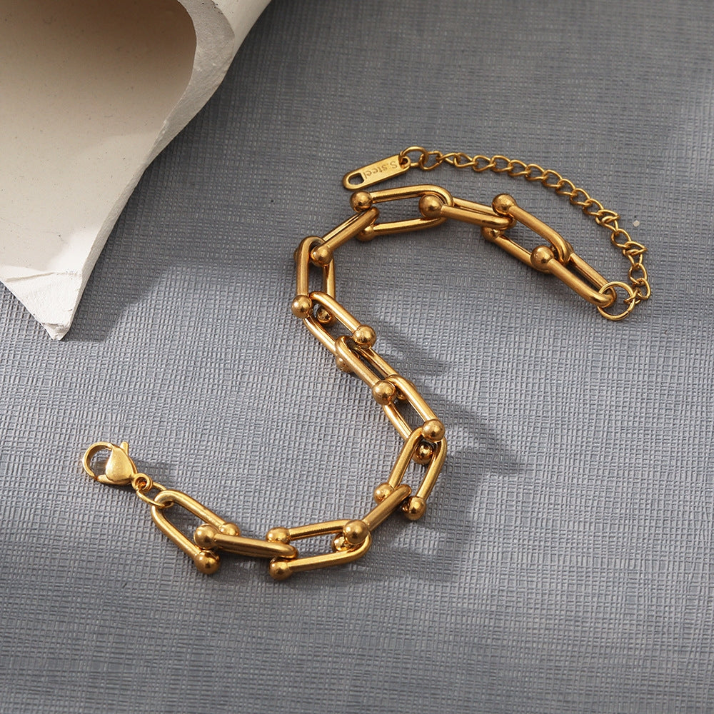 18K Gold Plated Stainless Steel Coarse Chain Bracelet Jewelry