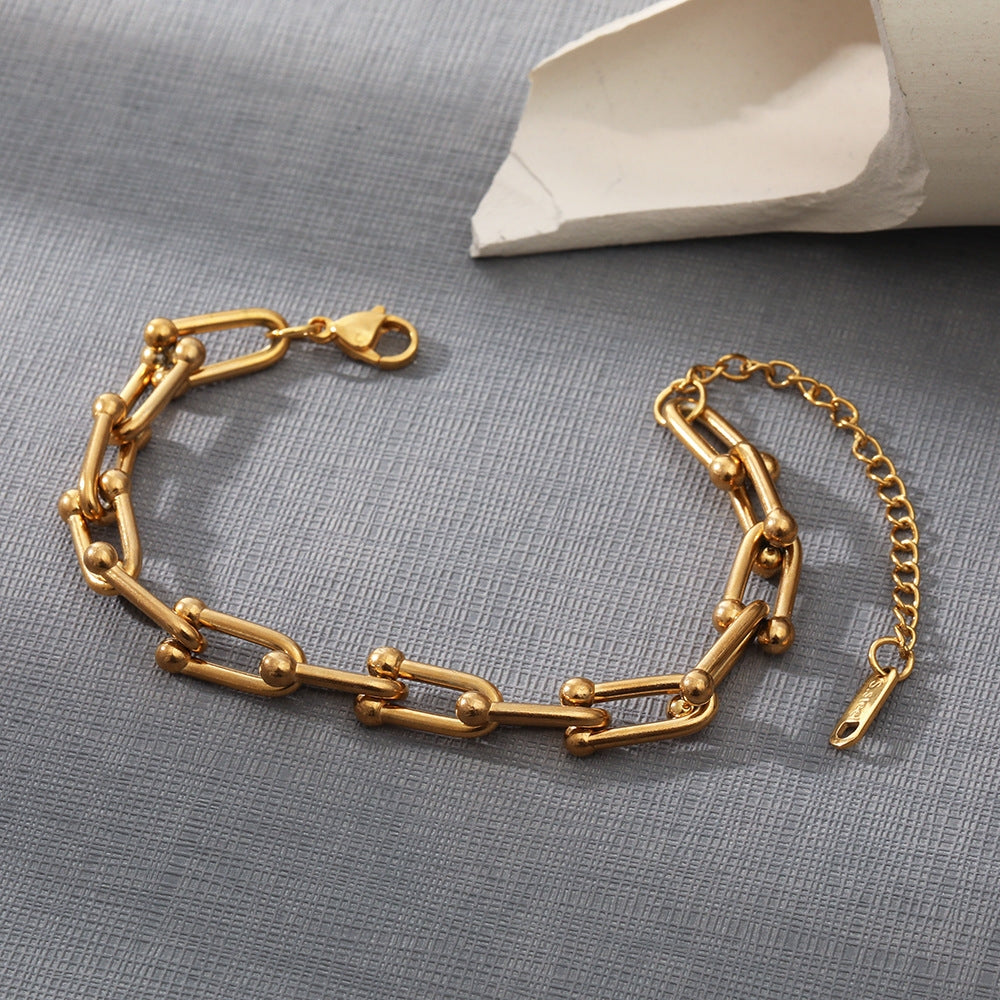 18K Gold Plated Stainless Steel Coarse Chain Bracelet Jewelry