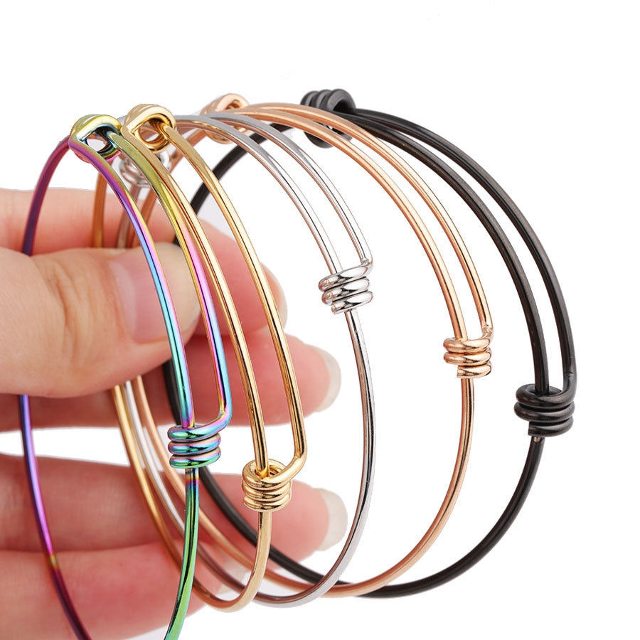 Minimalist 18K Gold Plated Stainless Steel Adjustable Bangle Bracelet