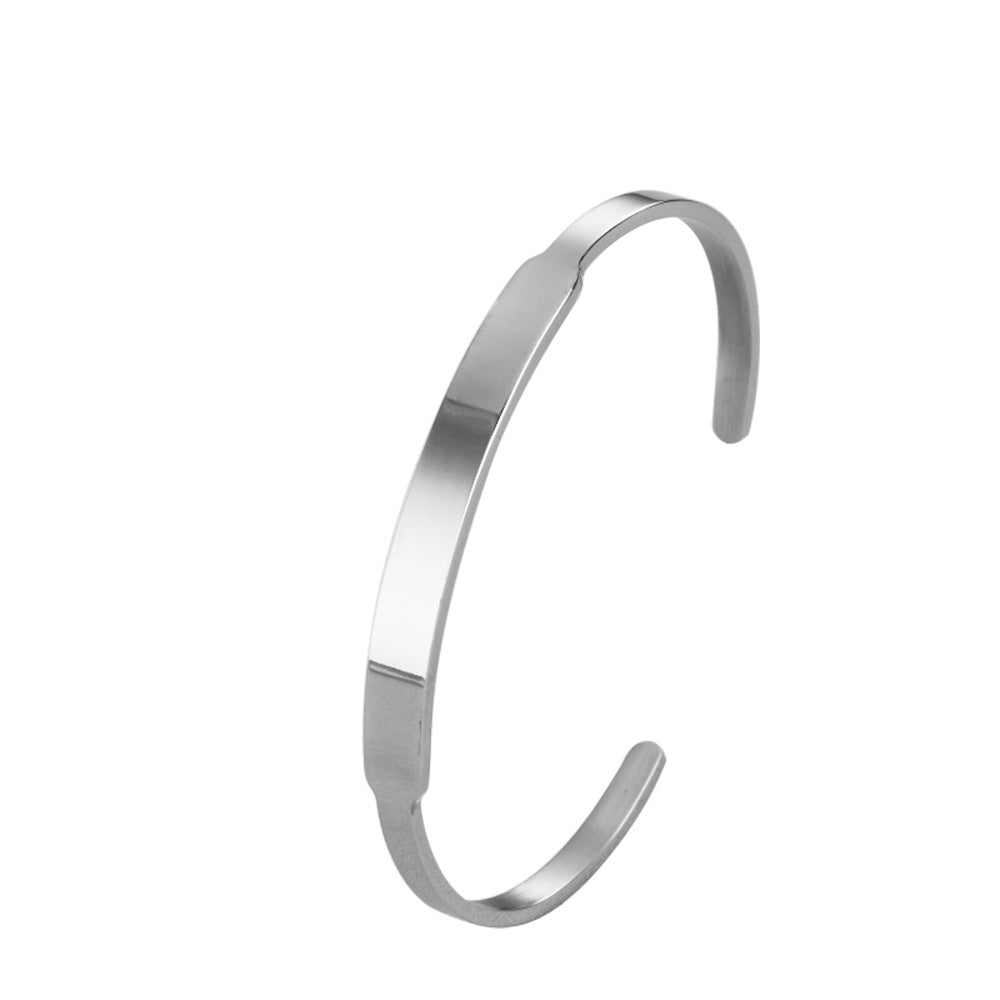 Simple Solid Color Stainless Steel Cuff Bracelet 6mm/8mm Adjustable Open Bangle