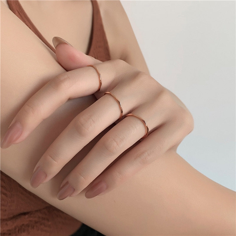 Minimalist Geometric 18k Gold Plated Stainless Steel Ring for Women