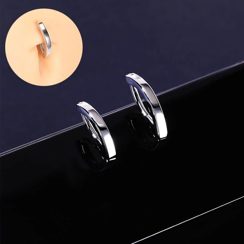 Simple Stainless Steel Polished Belly Ring for Unisex Body Piercing