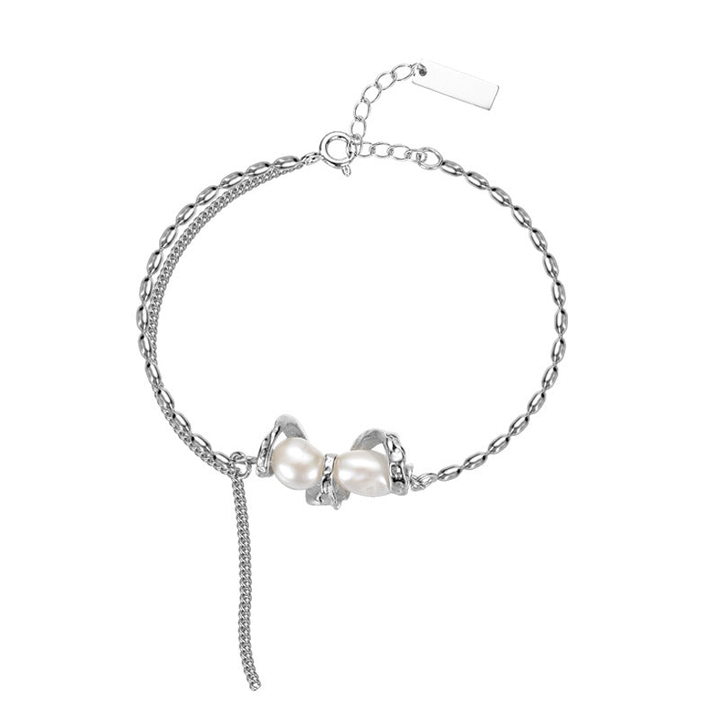 Minimalist Sterling Silver & Pearl Bead Bracelet Collection