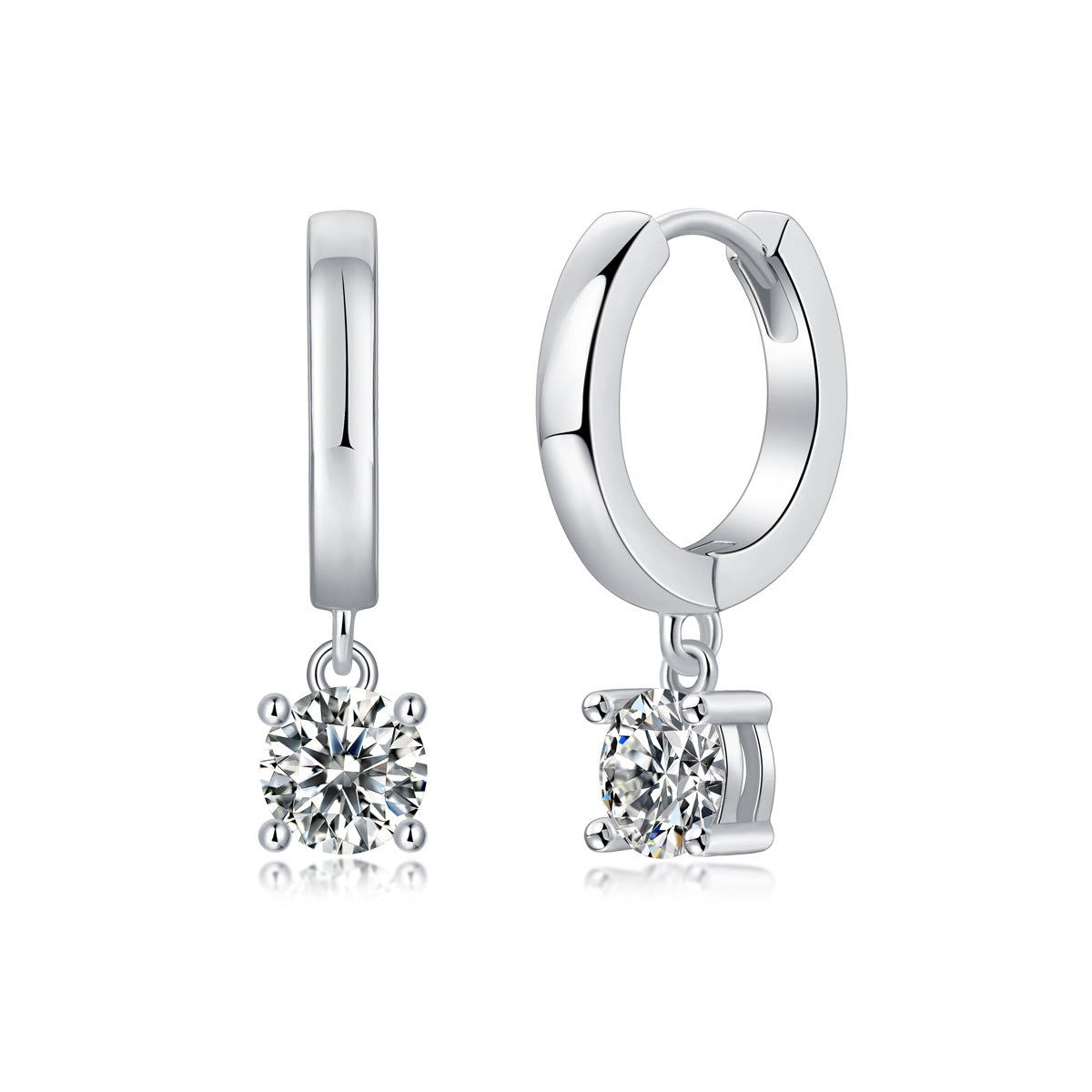 Simple Sterling Silver Moissanite Drop Earrings