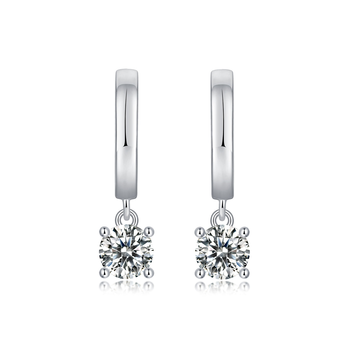 Simple Sterling Silver Moissanite Drop Earrings