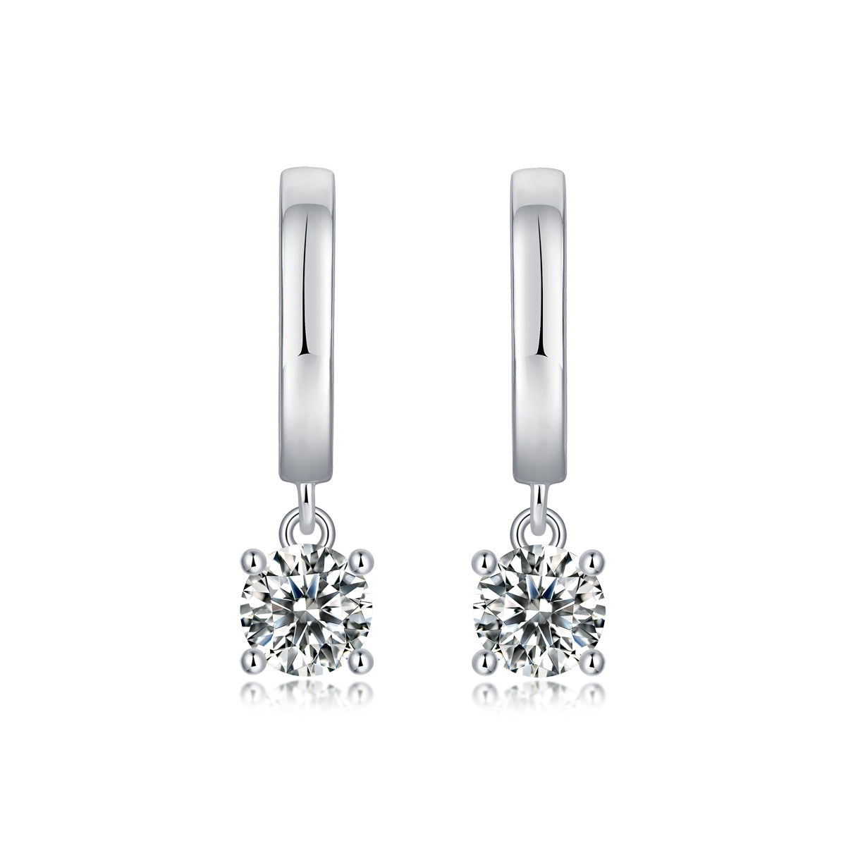 Simple Sterling Silver Moissanite Drop Earrings