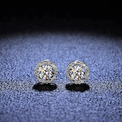 Simple Sterling Silver Moissanite Stud Earrings