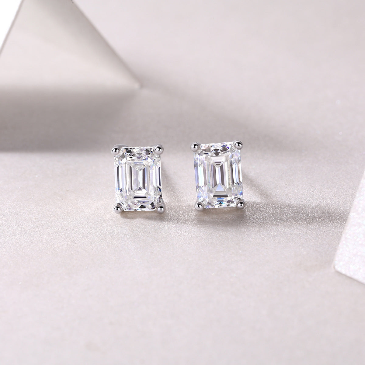 Simple Sterling Silver Moissanite Stud Earrings with 18K Gold Plating