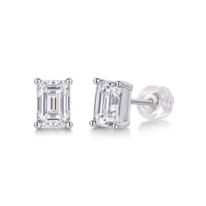 Simple Sterling Silver Moissanite Stud Earrings with 18K Gold Plating