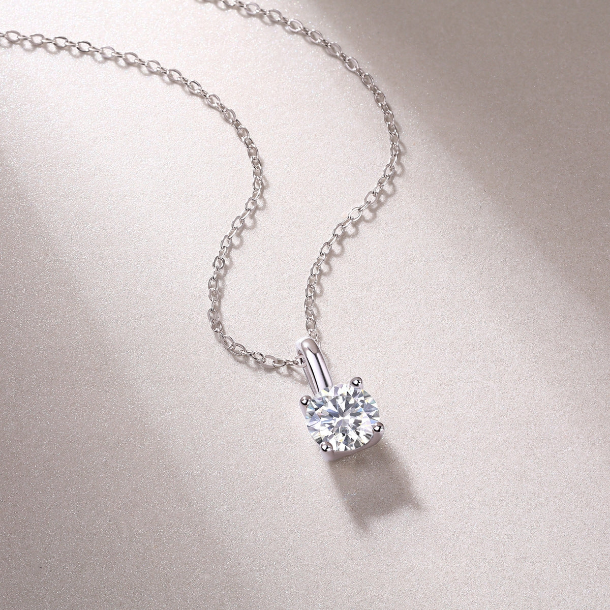 Simple Sterling Silver Moissanite Pendant Necklace