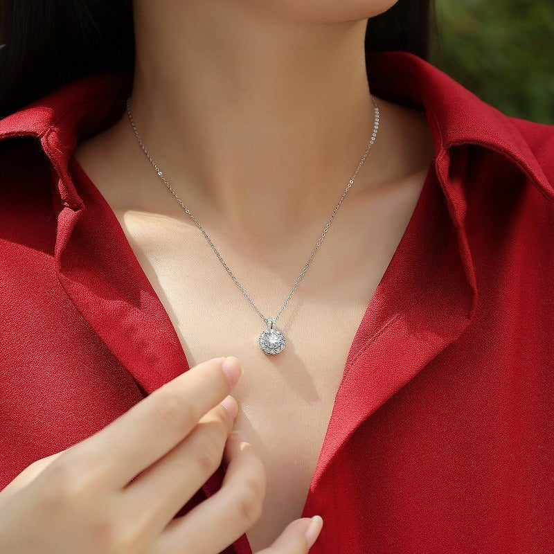 Simple Sterling Silver Moissanite Pendant Necklace