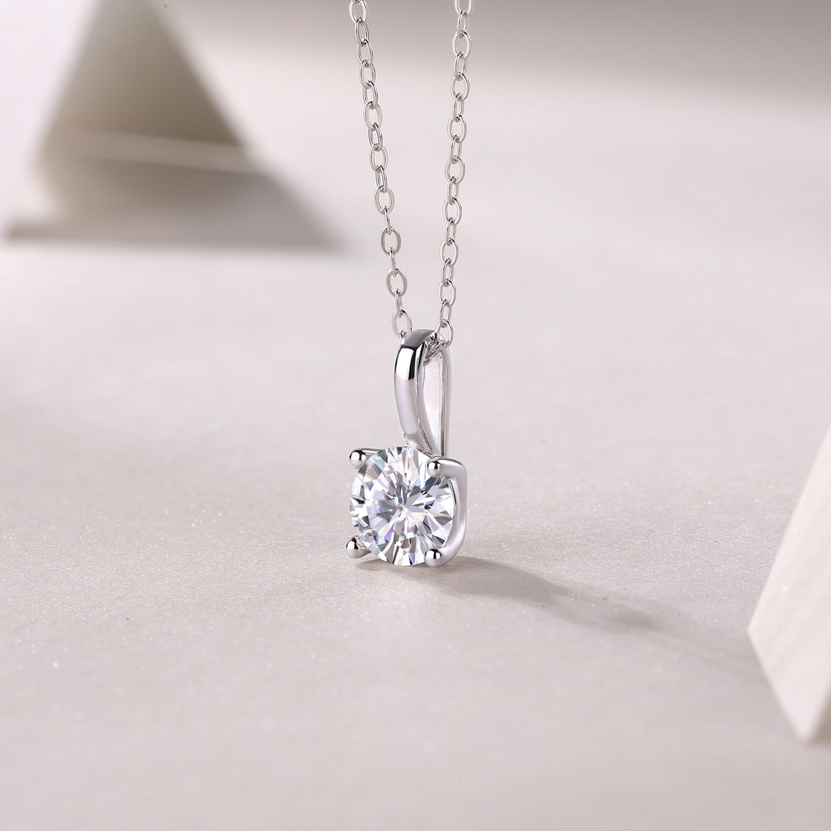 Simple Sterling Silver Moissanite Pendant Necklace