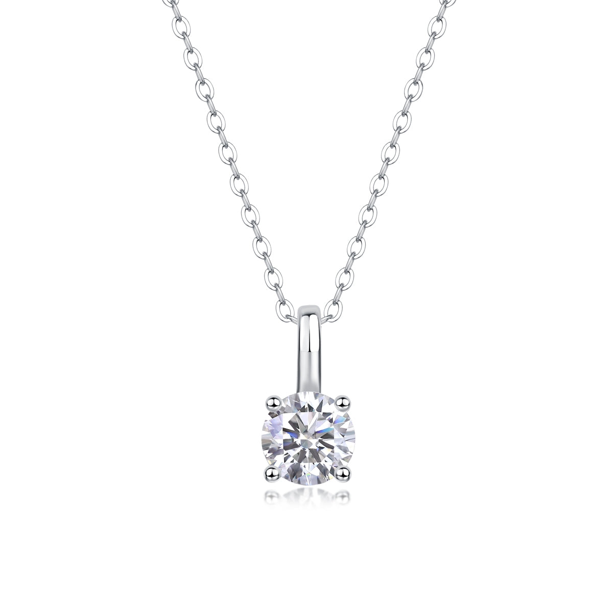 Simple Sterling Silver Moissanite Pendant Necklace