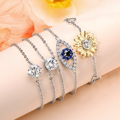 Simple Style Sterling Silver Moissanite Four-Prong Bracelets