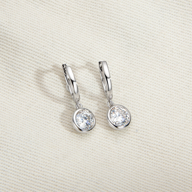 Simple Style Sterling Silver Moissanite Hoop Earrings for Women