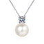 Sterling Silver Moissanite and Pearl Pendant Necklace
