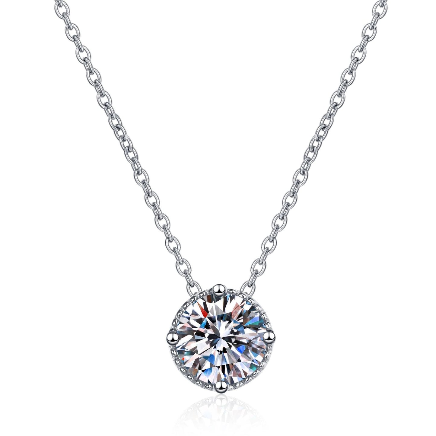 Simple Sterling Silver Moissanite Zircon Pendant Necklace