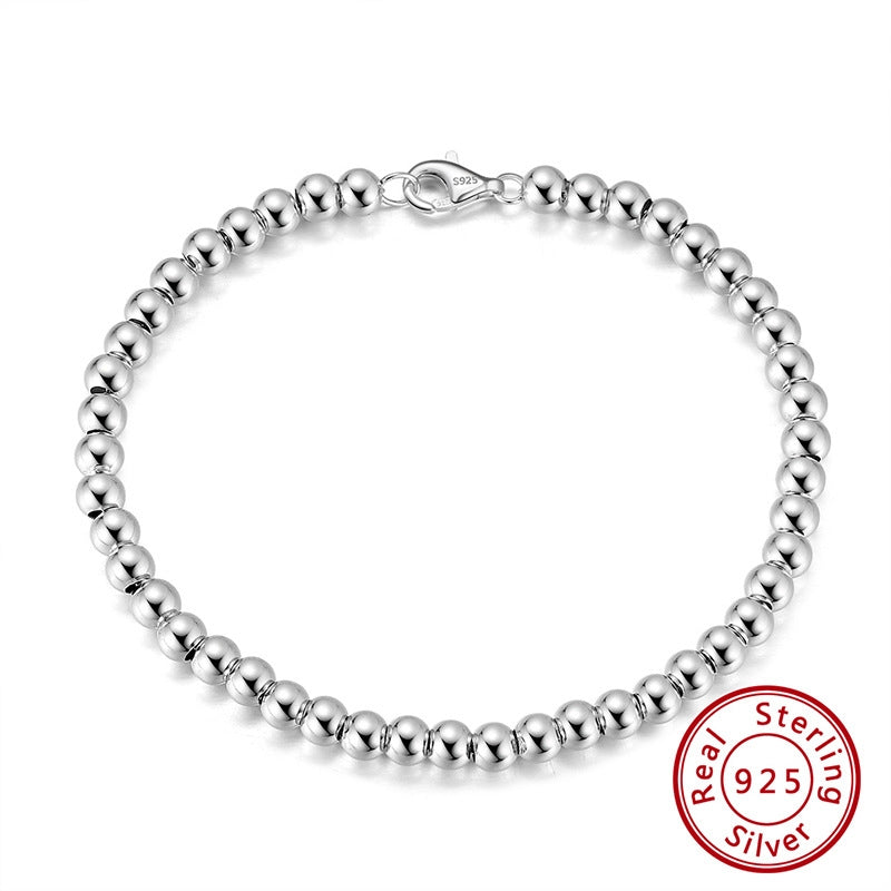 Simple Style Gold Plated S925 Sterling Silver Bracelet with Hollow Beads