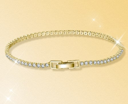 14k Gold Plated Sterling Silver Bracelet with Inlay Zircon