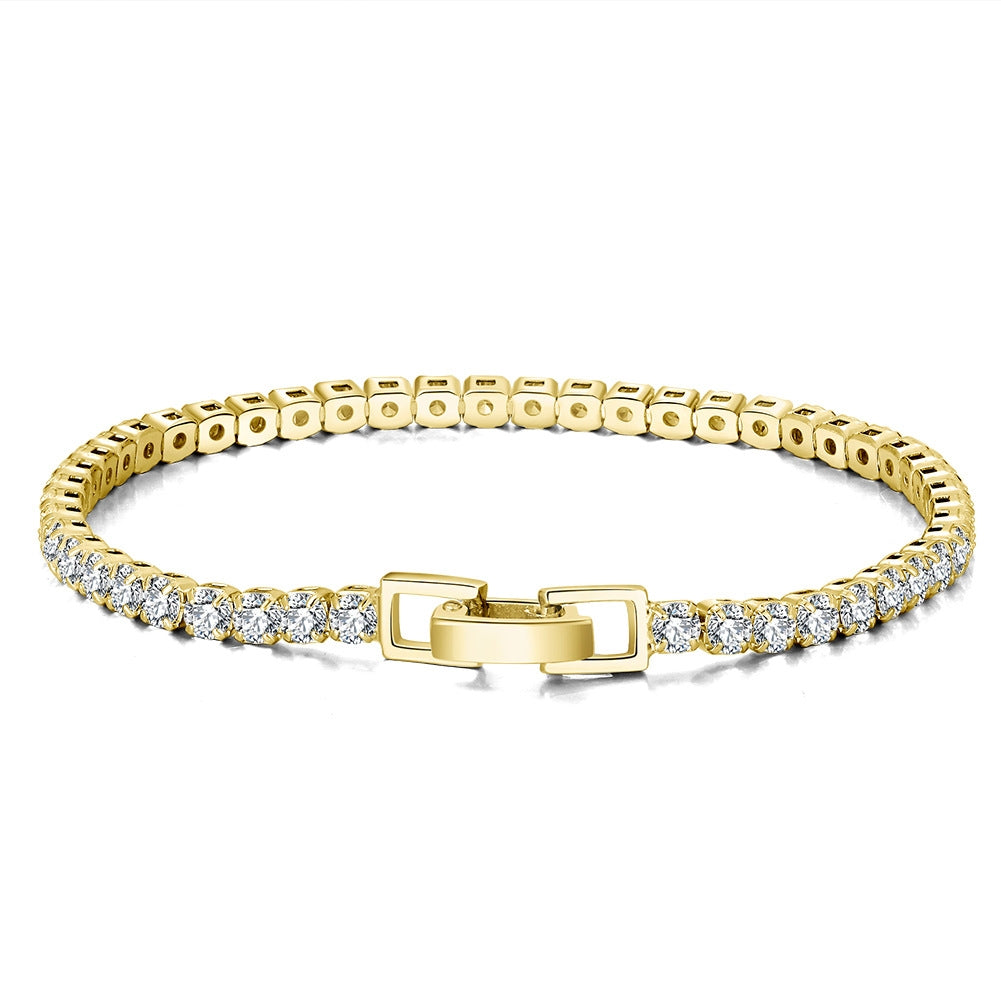 14k Gold Plated Sterling Silver Bracelet with Inlay Zircon