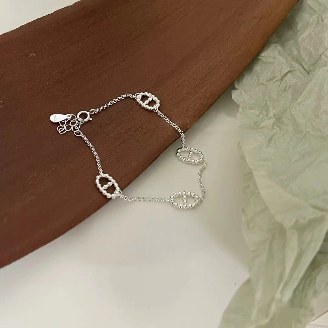 Sterling Silver Pig Nose Bracelet - Simple Chain Design