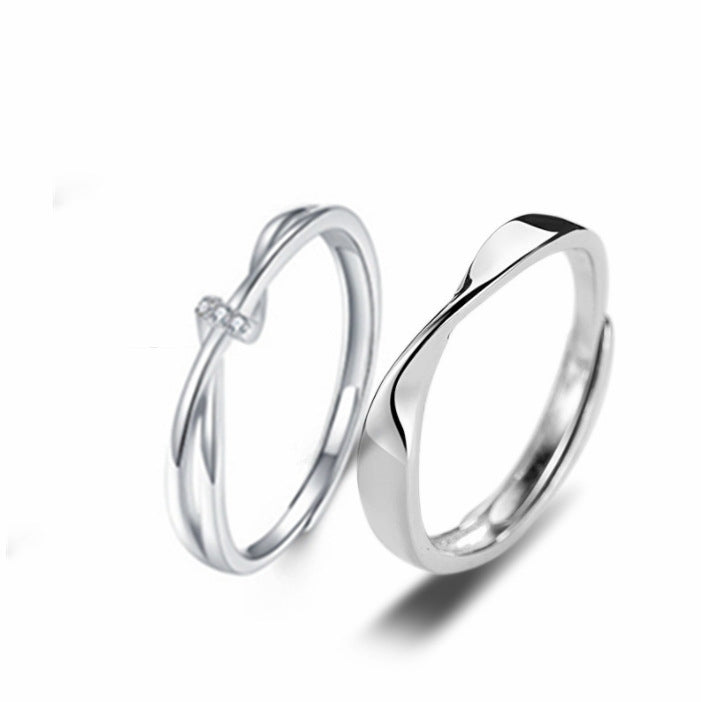 Simple Sterling Silver Adjustable Couple Rings