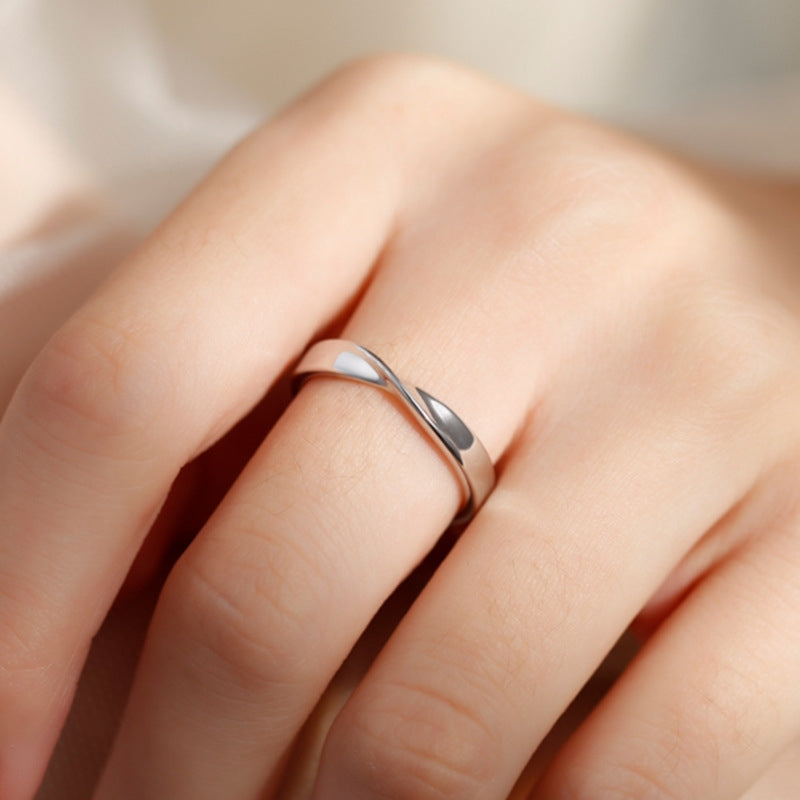 Simple Sterling Silver Adjustable Couple Rings