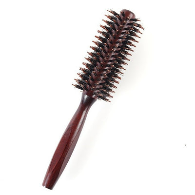 Simple Solid Color Theaceae Wooden Hair Comb with Pig Bristle for Styling and Curling