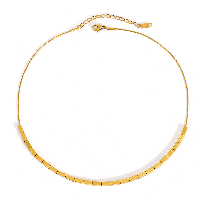 Solid Color Titanium Steel Snake Bone Chain Necklace - European & American Design Light Luxury Clavicle Jewelry