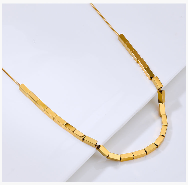 Solid Color Titanium Steel Snake Bone Chain Necklace - European & American Design Light Luxury Clavicle Jewelry