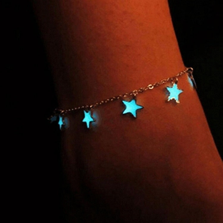 Simple Star Luminous Tassel Anklet for Women