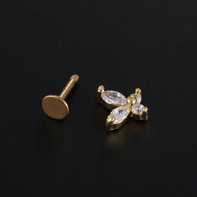 Stainless Steel Star Butterfly Zircon Lip and Ear Studs Set