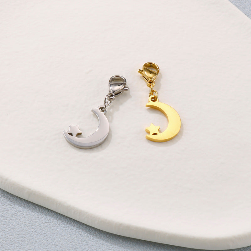 Star Moon Stainless Steel Cartoon Angel Ghost Lightning Pendant DIY Jewelry Accessories