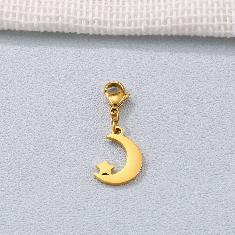 Star Moon Stainless Steel Cartoon Angel Ghost Lightning Pendant DIY Jewelry Accessories