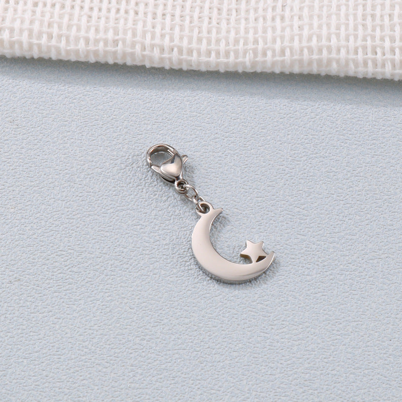 Star Moon Stainless Steel Cartoon Angel Ghost Lightning Pendant DIY Jewelry Accessories