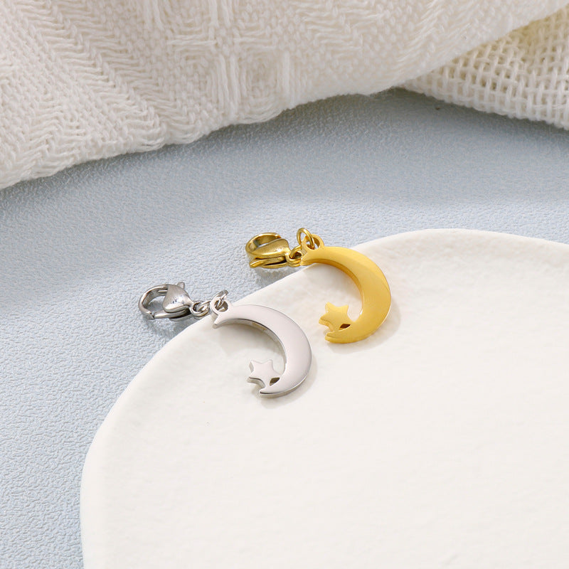 Star Moon Stainless Steel Cartoon Angel Ghost Lightning Pendant DIY Jewelry Accessories