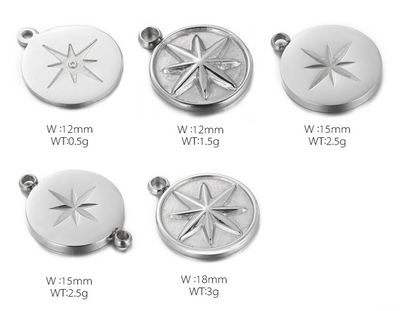 "Stainless Steel Star Pattern Jewelry Pendant - Simple and Fashionable DIY Accessories"