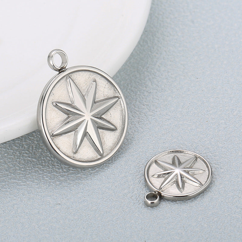 "Stainless Steel Star Pattern Jewelry Pendant - Simple and Fashionable DIY Accessories"