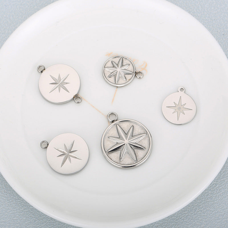 "Stainless Steel Star Pattern Jewelry Pendant - Simple and Fashionable DIY Accessories"