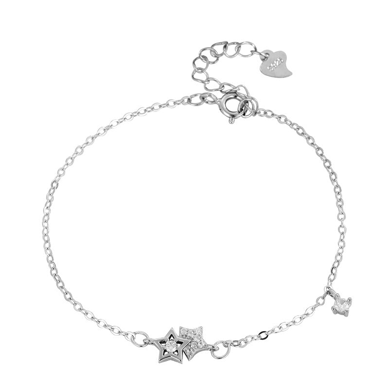 Sterling Silver Star Diamond Bracelet - Versatile Fashion Jewelry for Women