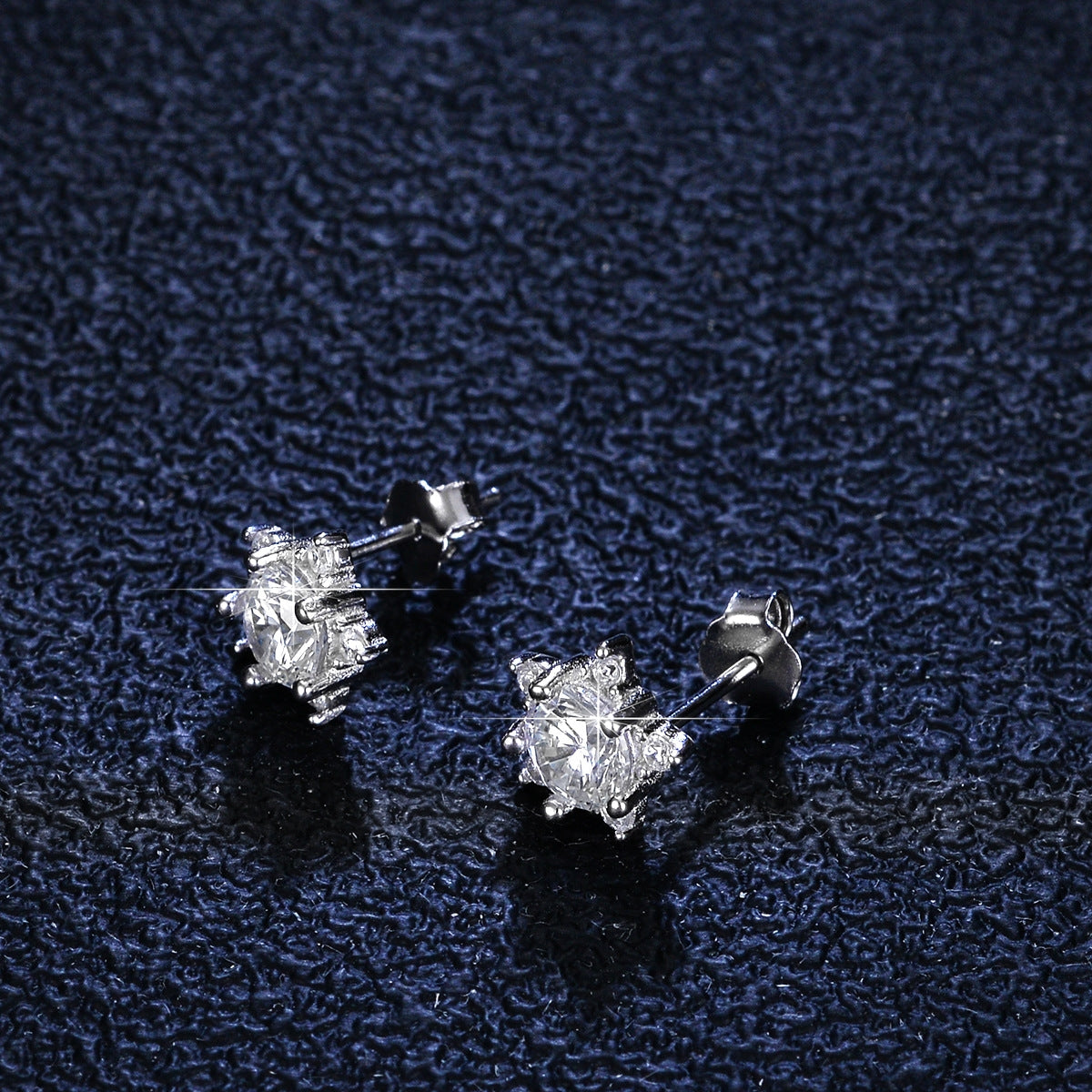 Simple Star Moissanite Sterling Silver Stud Earrings