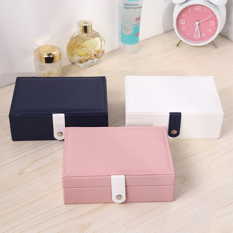 Simple Stripe PU Leather Jewelry Organizer Box