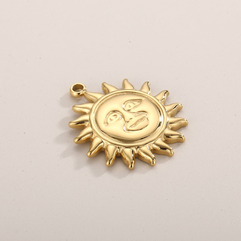 "Stainless Steel Smiley Face Sun Pendant - Personalized Jewelry Accessory"
