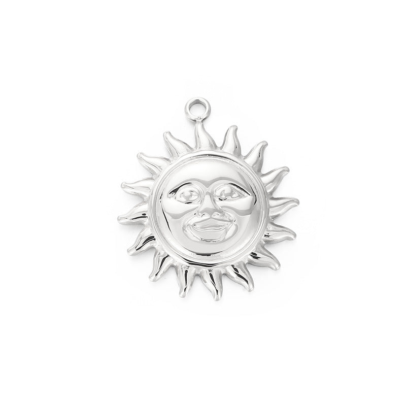 "Stainless Steel Smiley Face Sun Pendant - Personalized Jewelry Accessory"