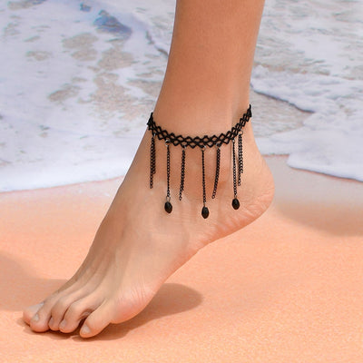 Simple Geometric Tassel Lace Crystal Women's Anklet