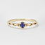 Minimalist U-Shape 18k Gold Plated Ring with Inlaid Moonstone and Lapis Lazuli