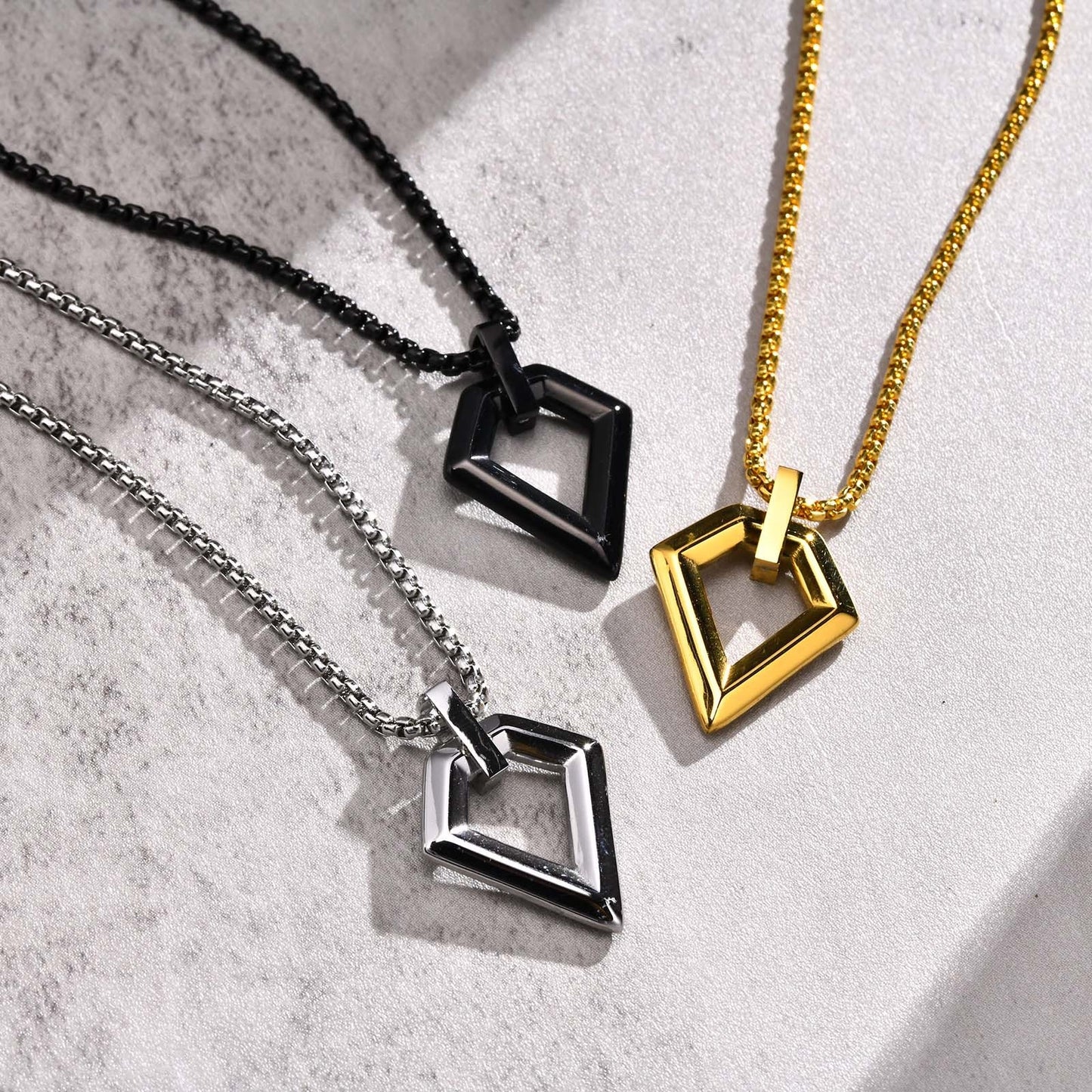 Simple Geometric U-Shape 18K Gold Plated Stainless Steel Men's Pendant Necklace