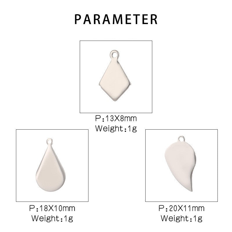 Stainless Steel Geometric Water Drop and Rhombus Charms for DIY Jewelry Making